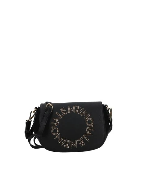 BORSA A SPALLA CON LOGO CIRCOLARE DONNA NERO