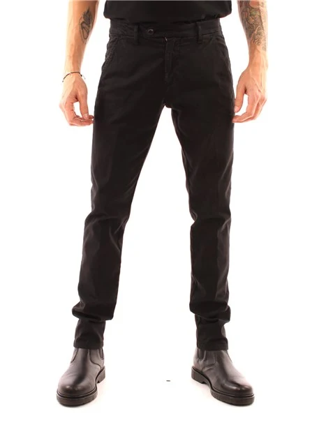 PANTALONI CHINO NEW ROLF IN GABARDINA UOMO NERO