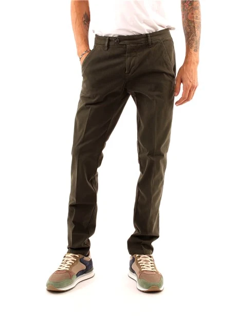 PANTALONI CHINO NEW ROLF IN GABARDINA UOMO VERDE