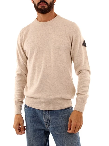 MAGLIA GIROCOLLO IN MISTO CASHMERE UOMO PANNA
