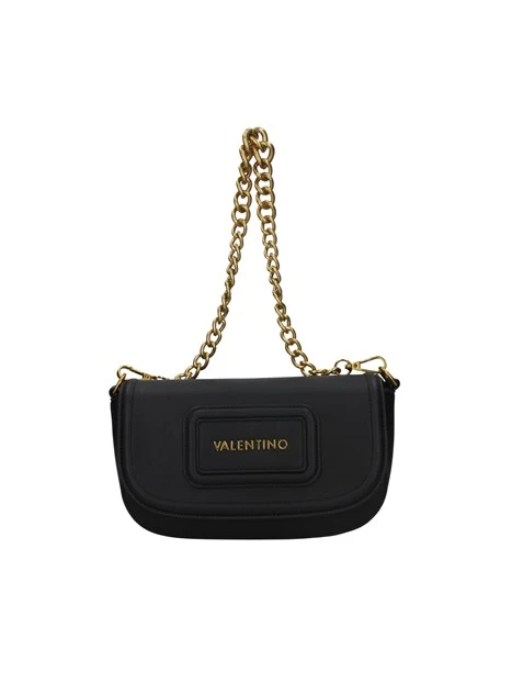 BORSA A SPALLA CON LOGO RETTANGOLARE DONNA NERO