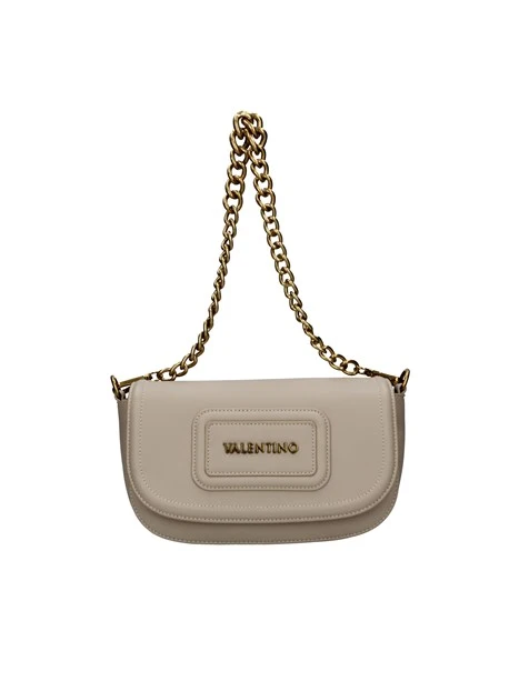 BORSA A SPALLA CON LOGO RETTANGOLARE DONNA ECRU