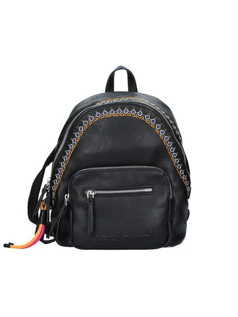 ZAINO CON RICAMI MULTICOLORE DONNA NERO