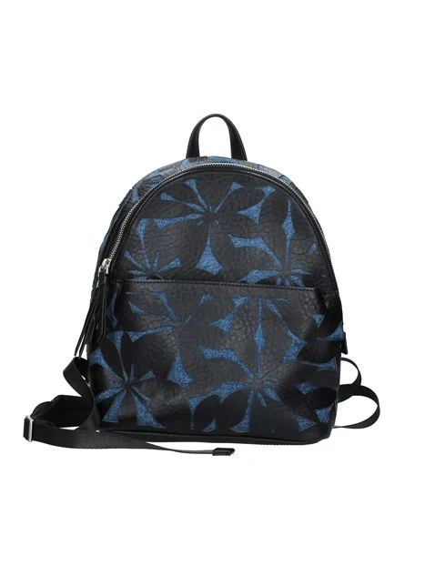 ZAINO CON FIORI FUSTELLATI E FONDO IN CONTRASTO DONNA BLU JEANS
