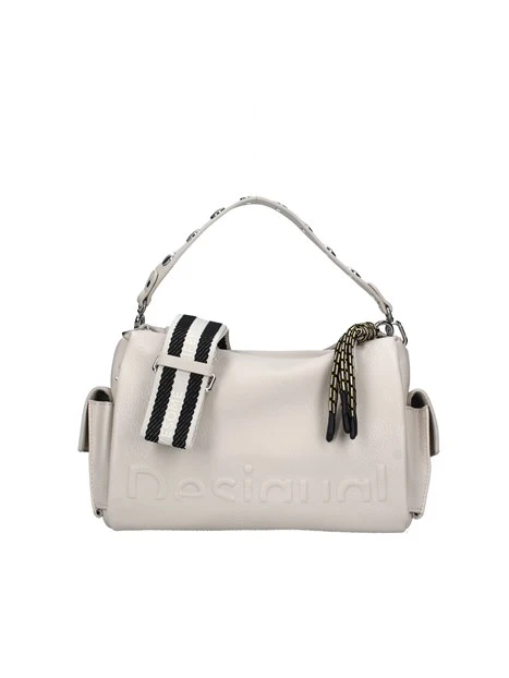 BORSA A SPALLA IN SIMIL PELLE CON LOGO DONNA BEIGE CHIARO