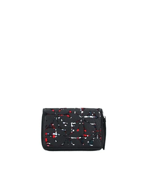 PORTAFOGLIO PICCOLO FUSTELLATO DONNA NERO E ROSSO