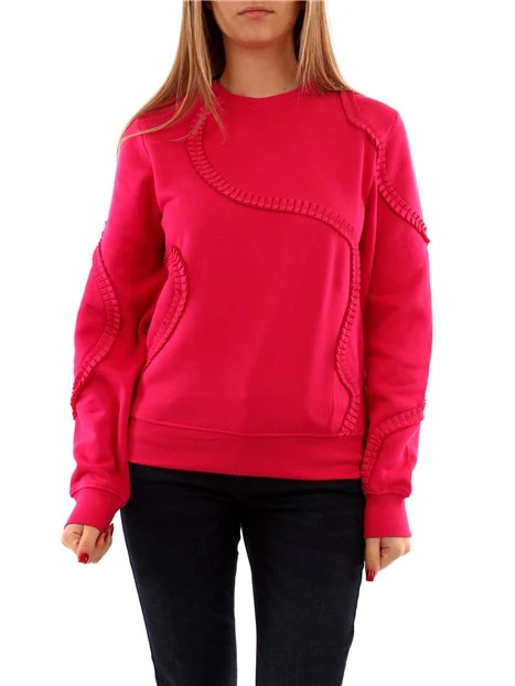 FELPA GIROCOLLO CON NASTRO PLISSETTATO DONNA FUCSIA
