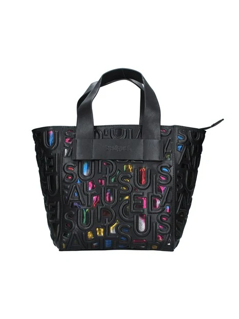 BORSA A MANO CON LETTERE FUSTELLATE DONNA NERO