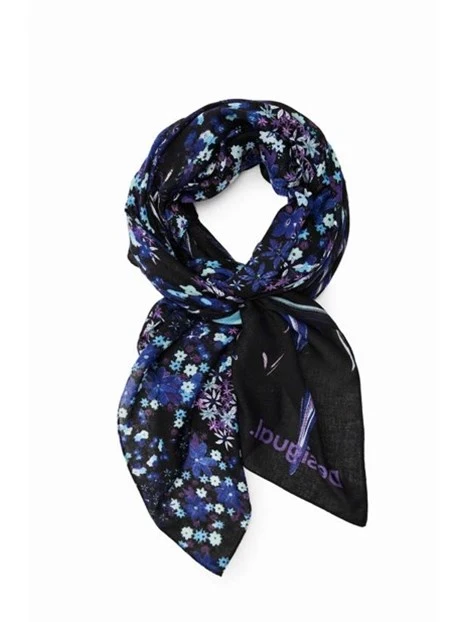 FOULARD CON FLOREALE DISTORTA DONNA BLU