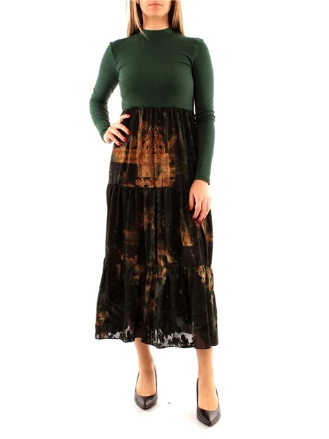 ABITO LUNGO CON GONNA A FANTASIA DONNA VERDE