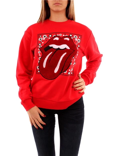 FELPA GIROCOLLO THE ROLLING STONES DONNA ROSSO