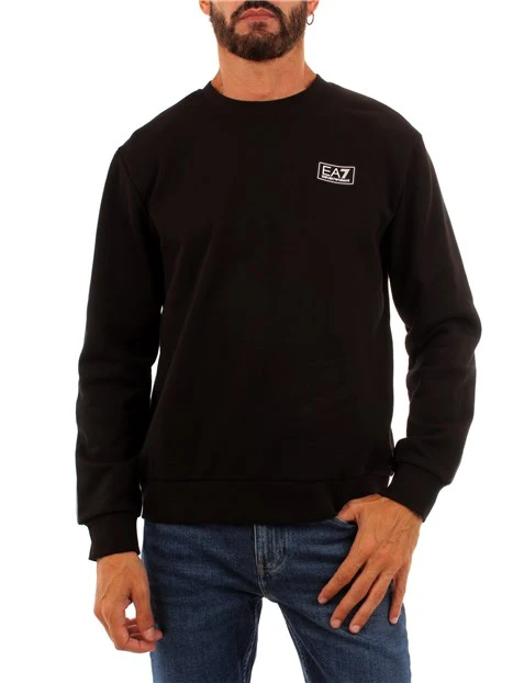 FELPA GIROCOLLO CON NASTRO LOGO UOMO NERO