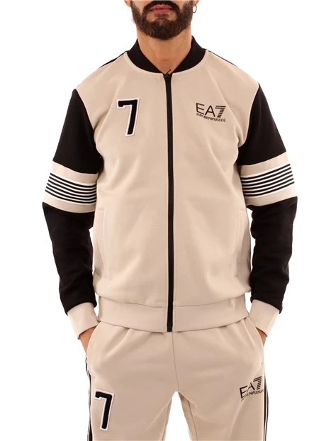FELPA CON ZIP CON LOGO UOMO BEIGE