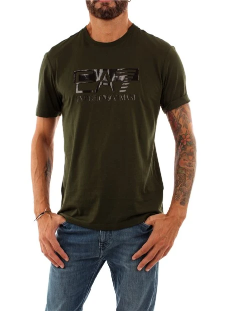 T-SHIRT CON LOGO A CONTRASTO UOMO VERDE