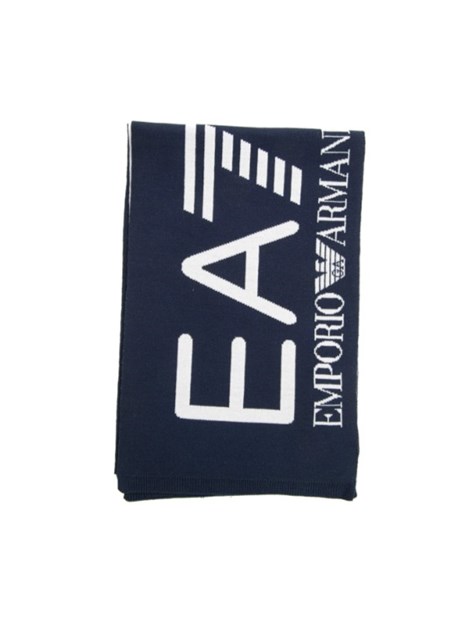 SCIARPA CON LOGO BIANCO IN CONTRASTO UOMO BLU