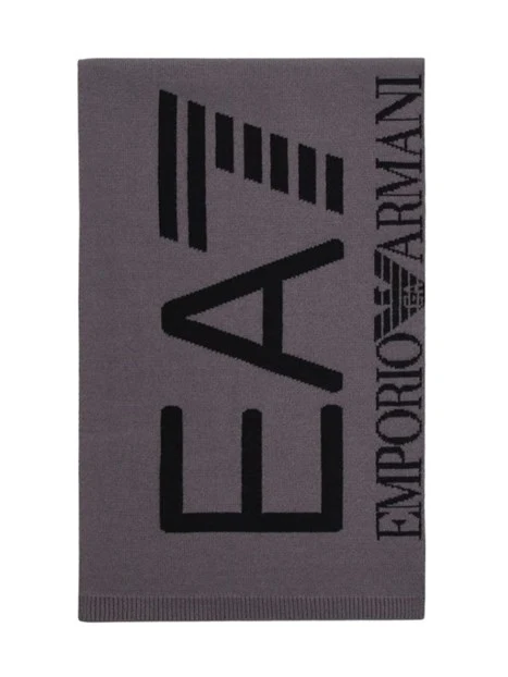 SCIARPA CON LOGO NERO IN CONTRASTO UOMO GRIGIO SCURO