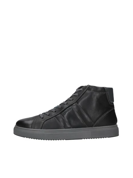 SNEAKERS ALTE IN PELLE CON ZIP UOMO NERO