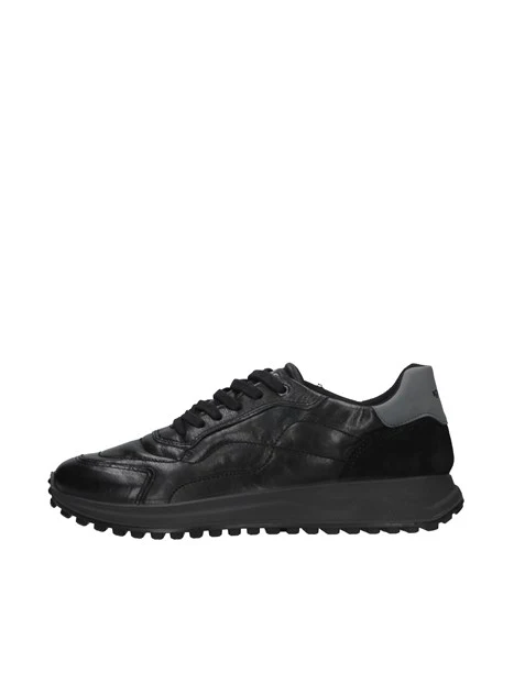 SNEAKERS IN PELLE CON IMPUNTURE UOMO NERO