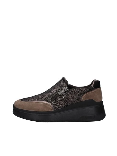 SNEAKERS CON ZIP LATERALE CORTA DONNA BEIGE E NERO