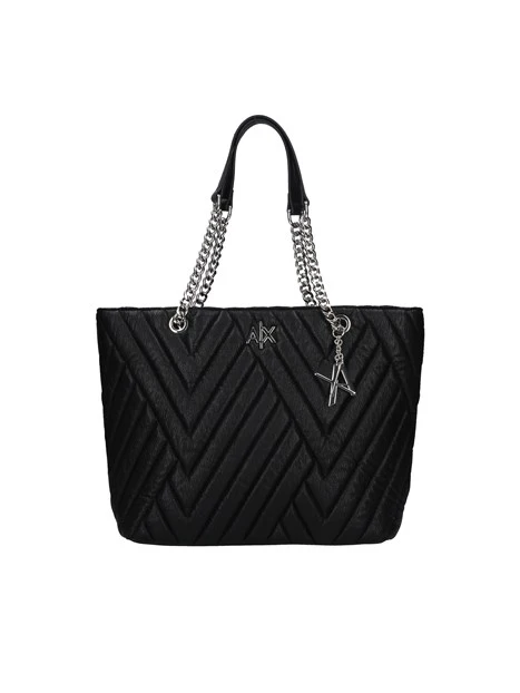 BORSA A SPALLA CON TRAPUNTATURA DIAGONALE DONNA NERO