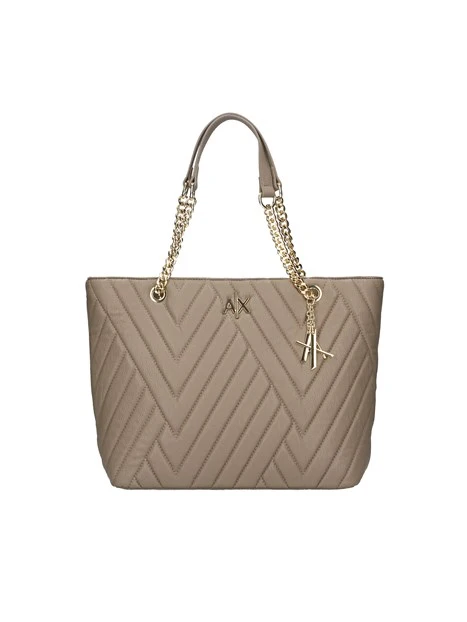 BORSA A SPALLA CON TRAPUNTATURA DIAGONALE DONNA FANGO