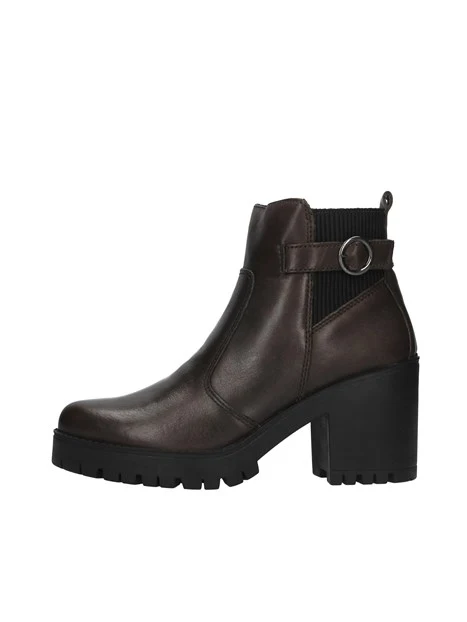 STIVALETTI IN PELLE CON CINTURINO DONNA MARRONE