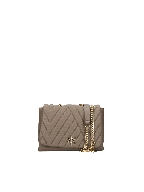 BORSA A TRACOLLA CON TRAPUNTATURA DIAGONALE DONNA FANGO
