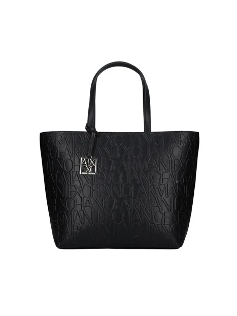 BORSA A SPALLA CON TRAMA LOGATA DONNA NERO