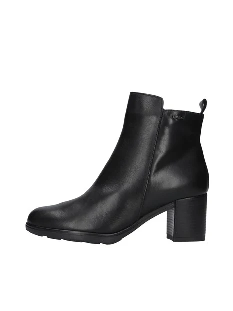 STIVALETTI IN PELLE CON TACCO DONNA NERO