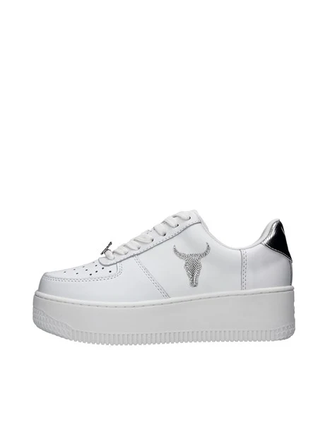 SNEAKERS REPTILE RECHARGE  CON CIONDOLO DONNA BIANCO E ARGENTO