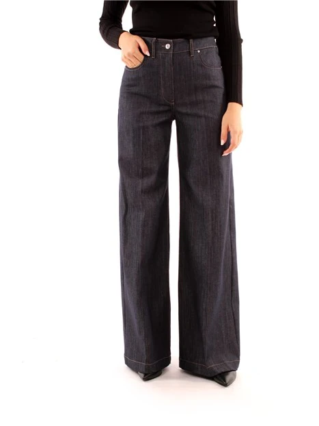 PANTALONI PALAZZO EFFETTO DENIM DONNA BLU