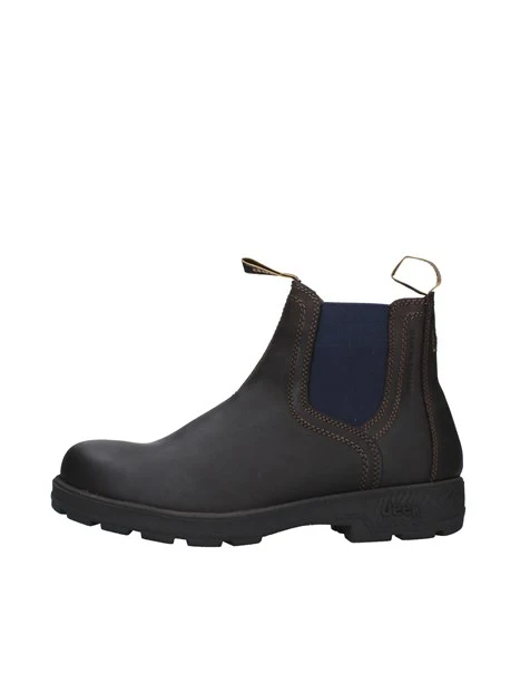 STIVALETTI IN PELLE CON ELASTICI UOMO MARRONE E BLU
