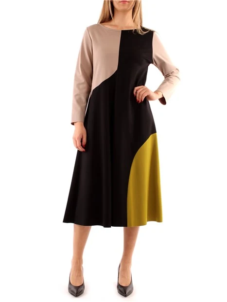 VESTITO CON MOTIVO COLOR BLOCK DONNA NERO