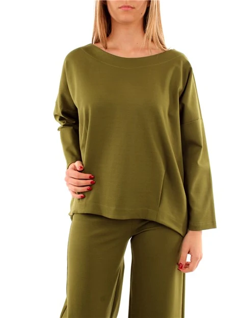 BLUSA CON SCOLLO A BARCHETTA DONNA VERDE