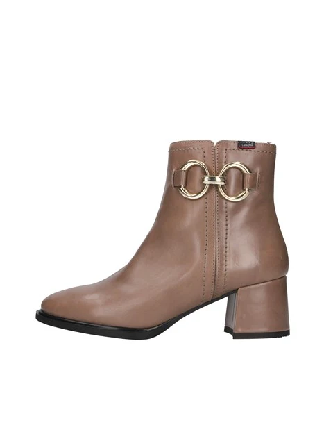 TRONCHETTI  IN PELLE CON TACCO DONNA MARRONE