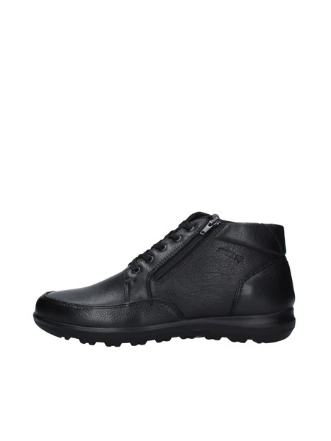 SNEAKERS ALTE IN PELLE CON LACCI E ZIP UOMO NERO