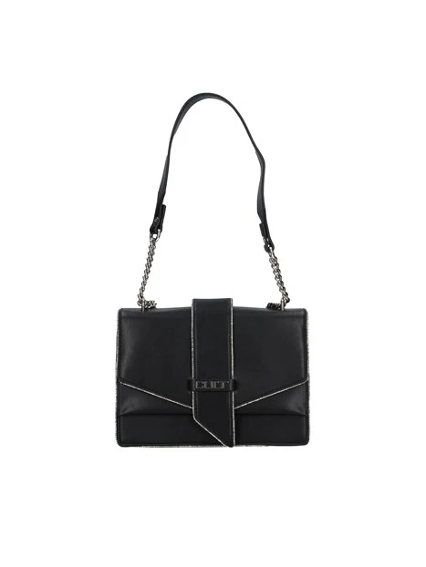 BORSA A SPALLA CON BORDATURE DI STRASS DONNA NERO