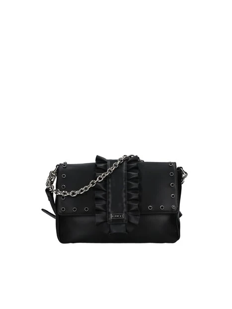 BORSA A SPALLA CON ARRICCIATURA FRONTALE DONNA NERO