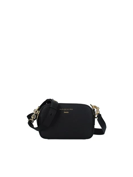 BORSA A TRACOLLA FLORA-H  IN PELLE DONNA NERO