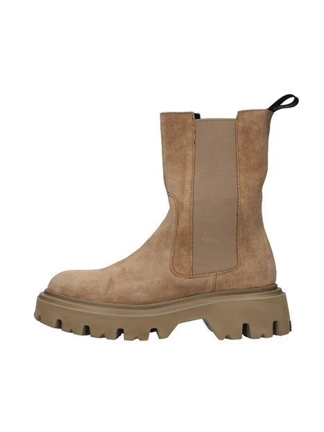 STIVALETTI TACCO BASSO CON ELASTICI DONNA BEIGE