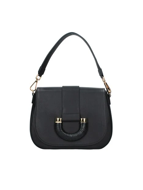 BORSA A SPALLA CON APPLICAZIONE MEZZA LUNA DONNA NERO