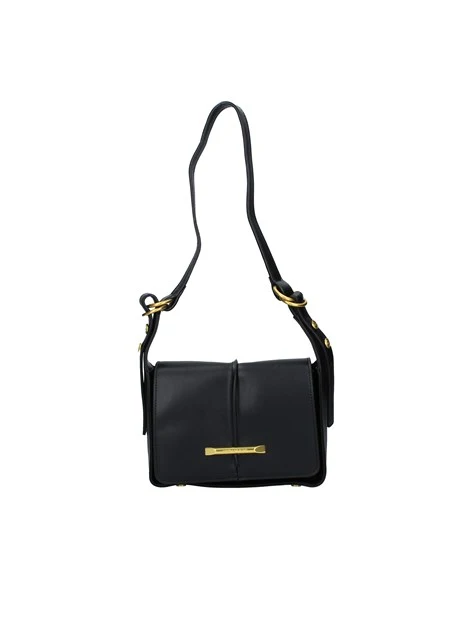 BORSA A SPALLA MIDDLE FLAP IN ECOPELLE DONNA NERO
