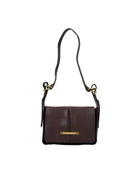 BORSA A SPALLA MIDDLE FLAP IN ECOPELLE DONNA MARRONE