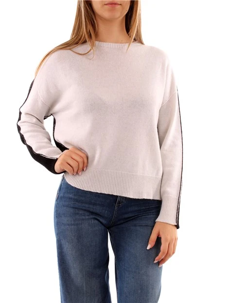 MAGLIA GIROCOLLO BICOLORE DONNA BIANCO NERO