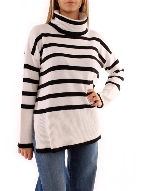 MAGLIA DOLCEVITA A RIGHE DONNA BIANCO NERO
