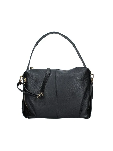 BORSA A SPALLA IN PELLE CON TRACOLLA DONNA NERO