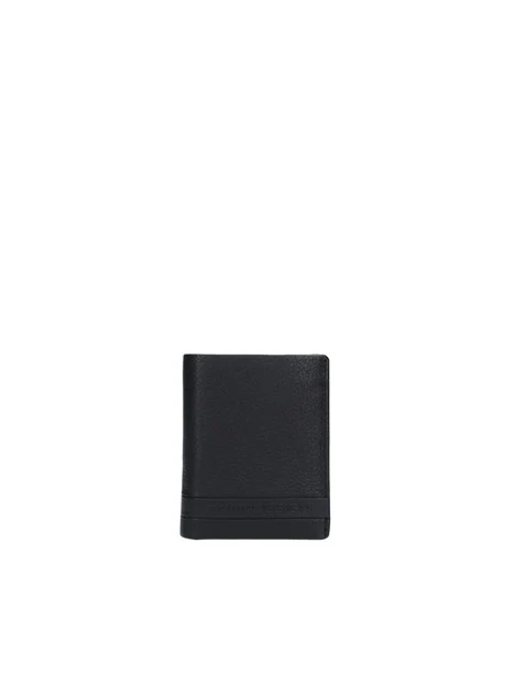 PORTAFOGLIO PICCOLO EFFETTO MARTELLATO UOMO NERO