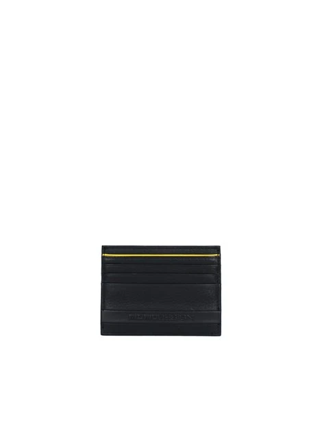 PORTATESSERE IN PELLE CON LOGO UOMO NERO