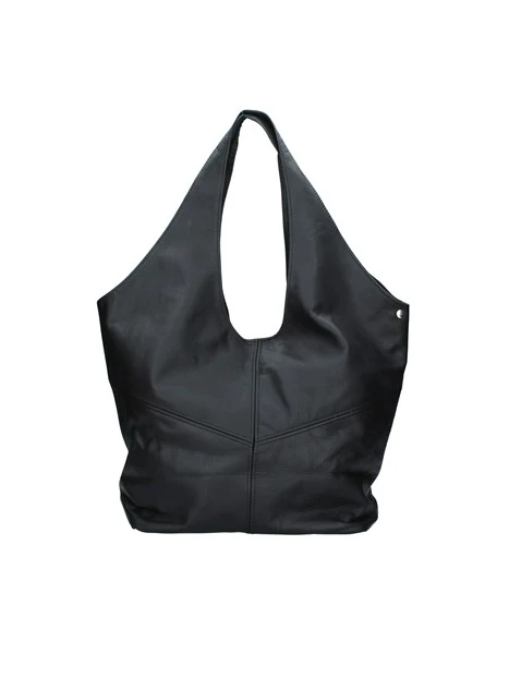 BORSA A SPALLA CON TAGLI IMPUNTURATI DONNA NERO