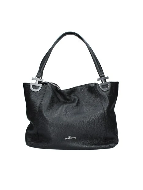 BORSA SHOPPING CON TRAMA MARTELLATA DONNA NERO